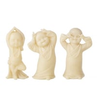 Monnik leuk polyresin geel assortiment van 3