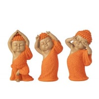 Monnik leuk polyresin oranje assortiment van 3