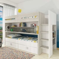 Hoogslaper Billy met bureau - wit