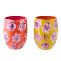 Bloempot keramiek geel/oranje large assortiment van 2