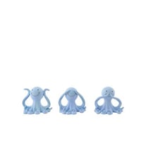 Octopus zien/horen/spreken polyresin lichtblauw small assortiment van 3