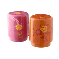 Kruk bloemen metaal roze/oranje assortiment van 2