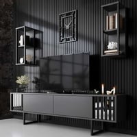 Line TU TV-meubel | 100% MELAMINE | Antraciet, Zwart
