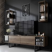Line TU TV-meubel | 100% MELAMINE | Walnoot, Zwart
