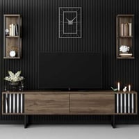 Line TU TV-meubel | 100% MELAMINE | Walnoot, Zwart