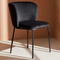 Eetkamerstoel Edina - Zwart Fluweel - 60x77x53 cm