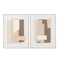 Schilderij 3d objecten canvas beige/donkerbruin assortiment van 2