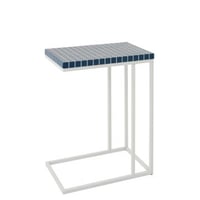 Bijzettafel rechthoek geruit ijzer blauw/wit