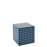 Bijzettafel kubus geruit mdf blauw/wit