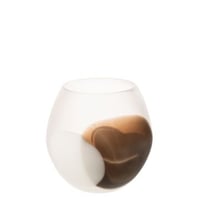 Windlicht bal glas wit/bruin large