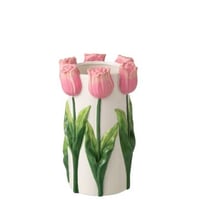 Vaas tulp keramiek wit/lichtroze medium