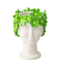 Bloempot dame bloemen keramiek wit/groen