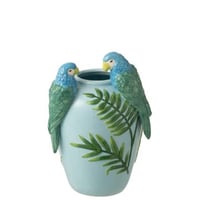 Vaas papegaaien keramiek groen/blauw medium