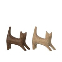 Kat abstract polyresin beige/donkerbruin assortiment van 2