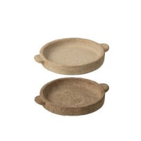 Bord rond cement beige/donkerbruin small assortiment van 2
