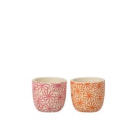 Bloempot rond bloemen terracotta roze/oranje small assortiment van 2