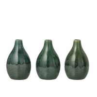 Vaas jeanne steengoed donkergroen assortiment van 3