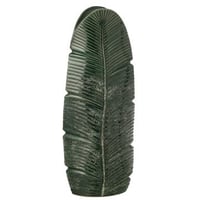Vaas blad steengoed donkergroen large