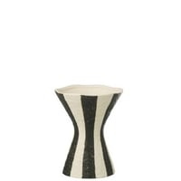 Vaas gestreept steengoed gebroken wit/zwart medium