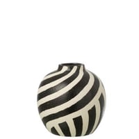 Vaas gestreept steengoed gebroken wit/zwart