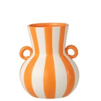 Vaas gestreept keramiek oranje/wit