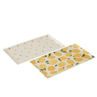 Dienblad citroen rechthoek keramiek wit/geel assortiment van 2