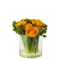 Ranonkel in vaas stof geel/transparant large