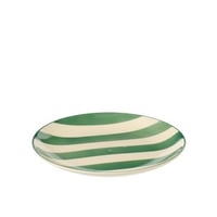 Dessertbord gestreept steengoed groen/wit