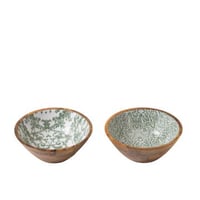 Schaal mangohout groen/wit medium assortiment van 2