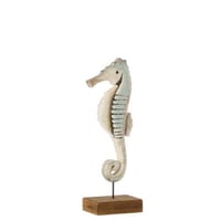 Zeepaard op voet paulowniahout naturel/lichtblauw small