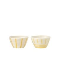 Schaal gestreept dolomiet wit/lichtgeel assortiment van 2