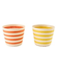 Bloempot gestreept papier geel/oranje extra large assortiment van 2