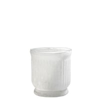 Theelichthouder streep glas wit 9x9x9,5cm