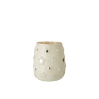 T-lichthouder ster glas antiek zilver large