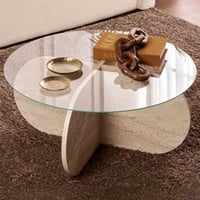Salontafel Aeris - 100% TEMPERED GLASS - Travertijn - 35 x 75 x 75 cm
