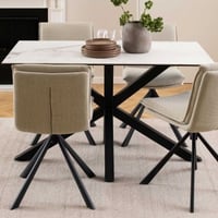 Eettafel Hennie - 135x80x75,5cm - keramisch blad - wit marmer