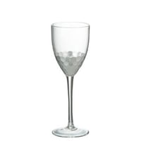 Wijnglas wit glas transparant/zilver - Set van 6