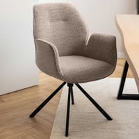 Eetkamerstoel Jarno met armleuning - draaibaar - beige/zwart