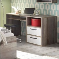 Bureau Petrus 125cm met 2 lades - wit/drijfhout 