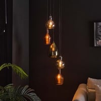 Hanglamp Merveille-koper,chroom, goudkleurig glas 