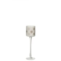 Theelichthouder op voet ster glas wit/goud small