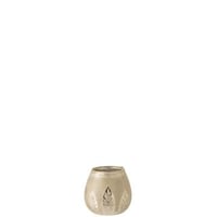 Theelichthouder blad rond glas zilver small