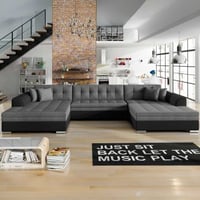 U-zetel Wilson | 355 x 165 x 80 cm | Donkergrijs