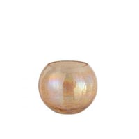 Windlicht bol craquele glas parel effect amber large