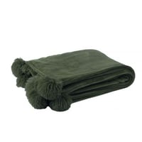 Plaid pompom polyester donkergroen