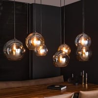 Hanglamp Glenn-chroom/amber/lichtgrijs