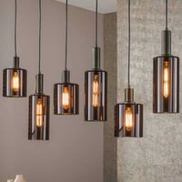Hanglamp Sepiora - 118x14x150cm - 6 lampen - bruin glas