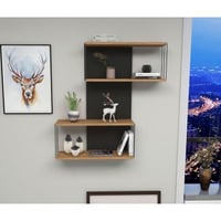 Destan Wandplank | 100% MELAMINE | Antraciet, Eiken
