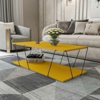 Salontafel | 100% Melamine Gecoat | Metalen Frame | 120x30x50 cm | Geel Zwart