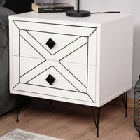 Kalune Nachtkastje - 100% Melamine Gecoat - Metalen Poten - 18mm Dikte - Wit